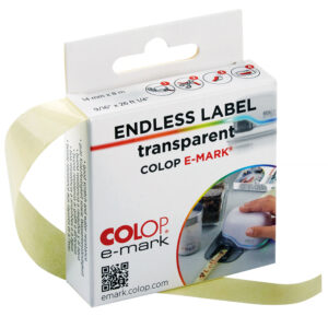 Continuous transparent label for COLOP e-mark