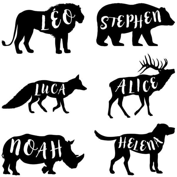 Creative wooden stamps - Animal silhouettes with first name